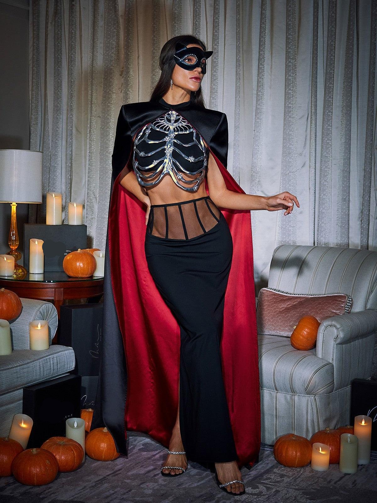 Chic Esther Cape Skirt Three-Piece Ensemble - Celestial Couture