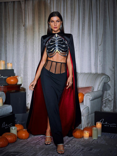 Chic Esther Cape Skirt Three-Piece Ensemble - Celestial Couture