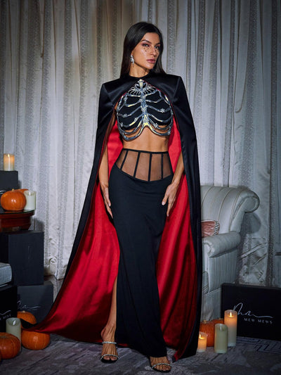 Chic Esther Cape Skirt Three-Piece Ensemble - Celestial Couture