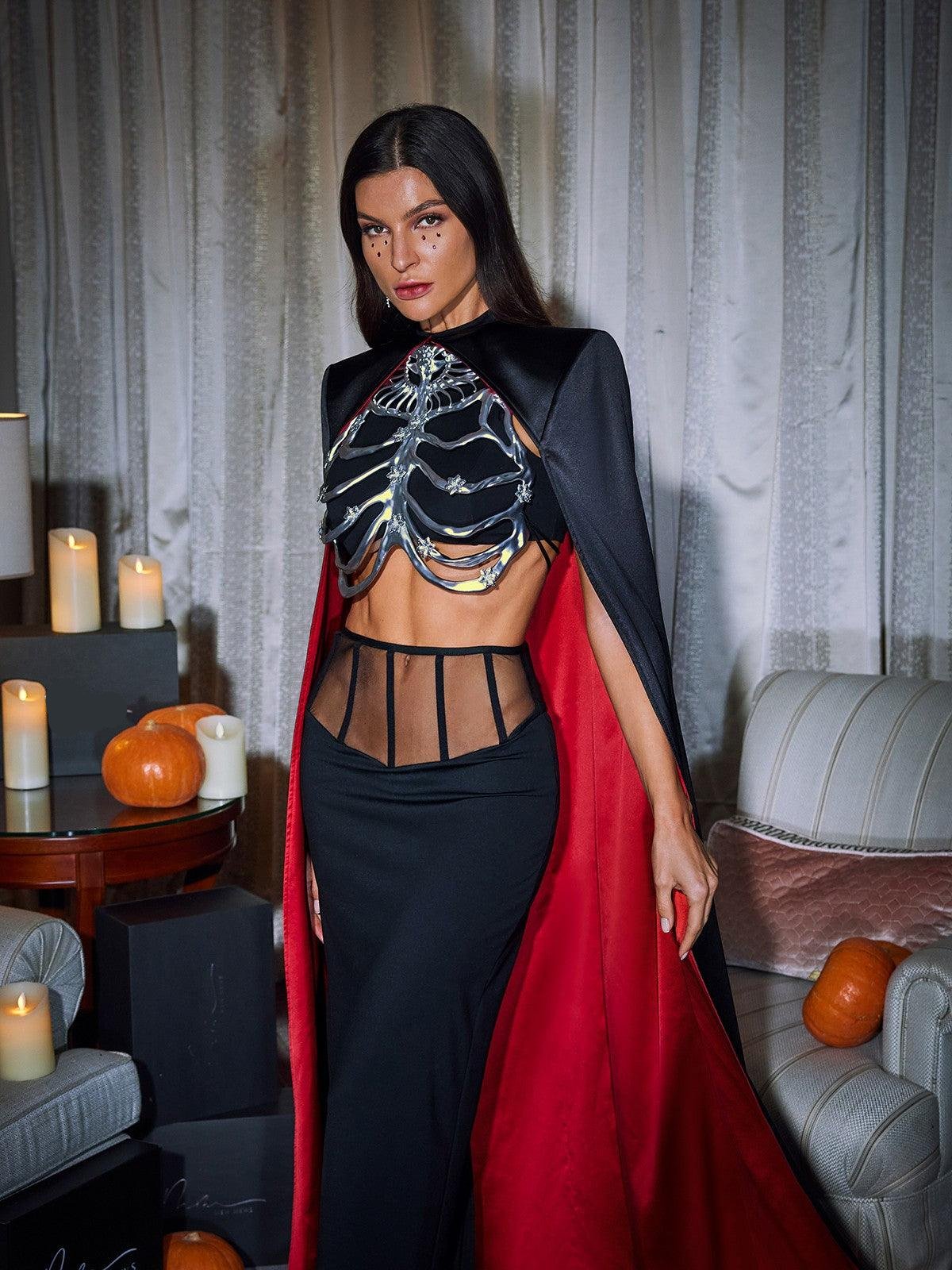 Chic Esther Cape Skirt Three-Piece Ensemble - Celestial Couture