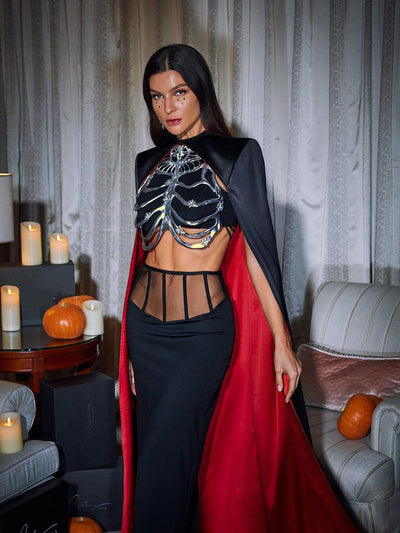 Chic Esther Cape Skirt Three-Piece Ensemble - Celestial Couture