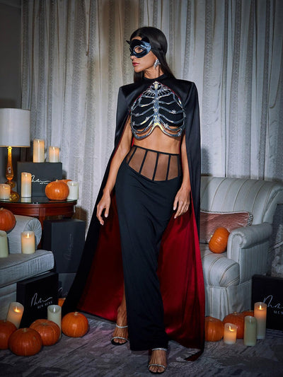 Chic Esther Cape Skirt Three-Piece Ensemble - Celestial Couture