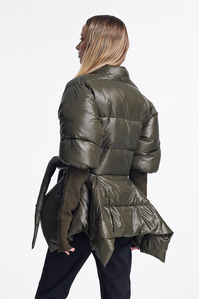 Ethan Lace Up Asymmetric Jacket In Green