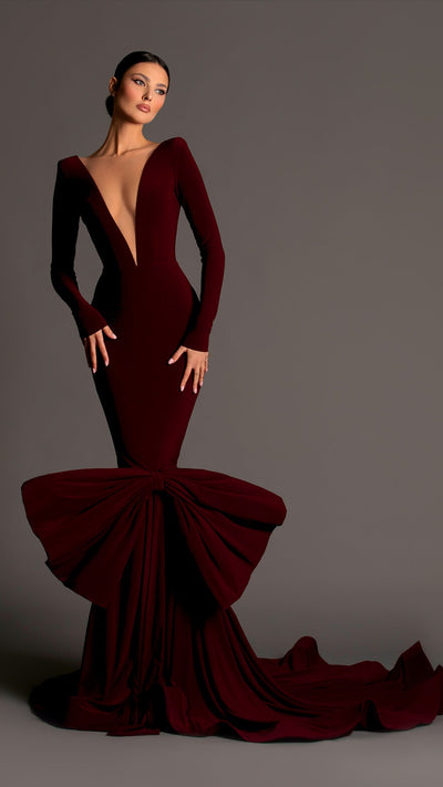 Helene - Dark Maroon Long Dress