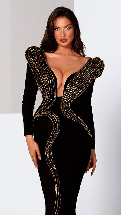 Gold Medusa Long Dress