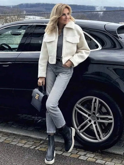 Mila Women Elegant Long Sleeve Wool Jacket