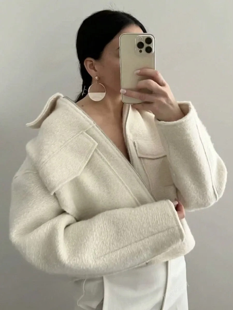 Mila Women Elegant Long Sleeve Wool Jacket