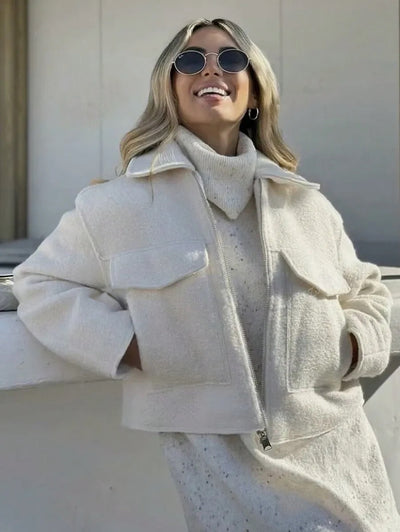 Mila Women Elegant Long Sleeve Wool Jacket