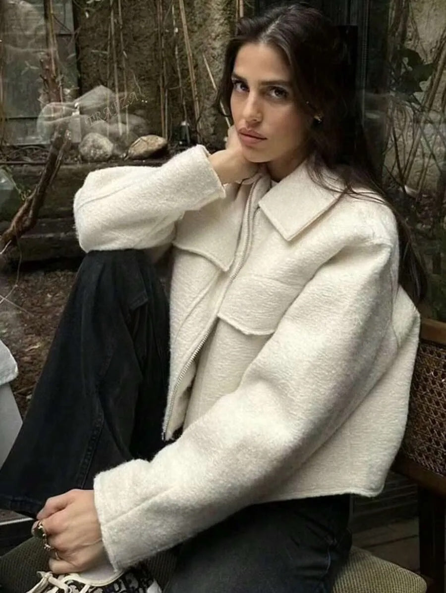 Mila Women Elegant Long Sleeve Wool Jacket