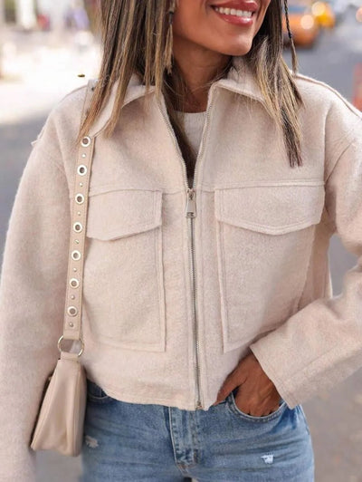 Mila Women Elegant Long Sleeve Wool Jacket