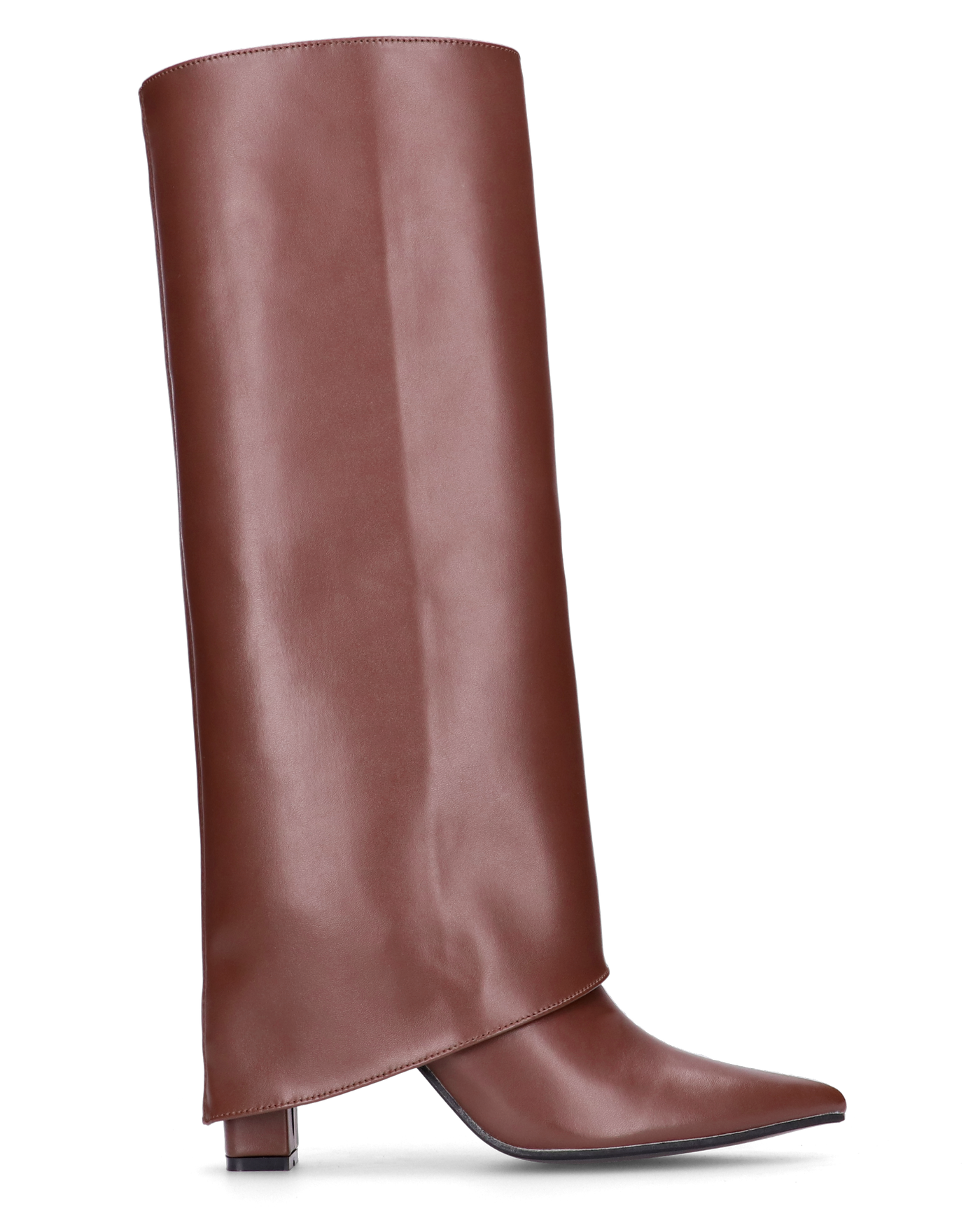 FEDRIKA -  Stivale 2 in 1 in ecopelle marrone: da stivale alto a stivaletto con un semplice gesto