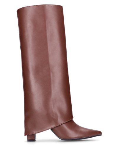 FEDRIKA -  Stivale 2 in 1 in ecopelle marrone: da stivale alto a stivaletto con un semplice gesto