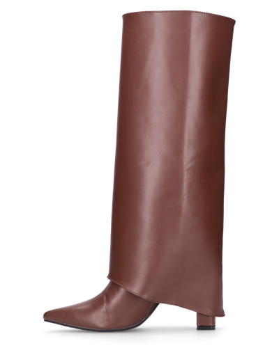 FEDRIKA -  Stivale 2 in 1 in ecopelle marrone: da stivale alto a stivaletto con un semplice gesto