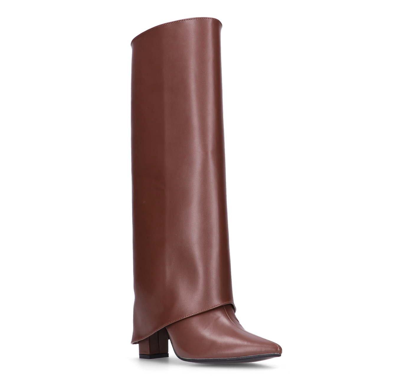 FEDRIKA -  Stivale 2 in 1 in ecopelle marrone: da stivale alto a stivaletto con un semplice gesto