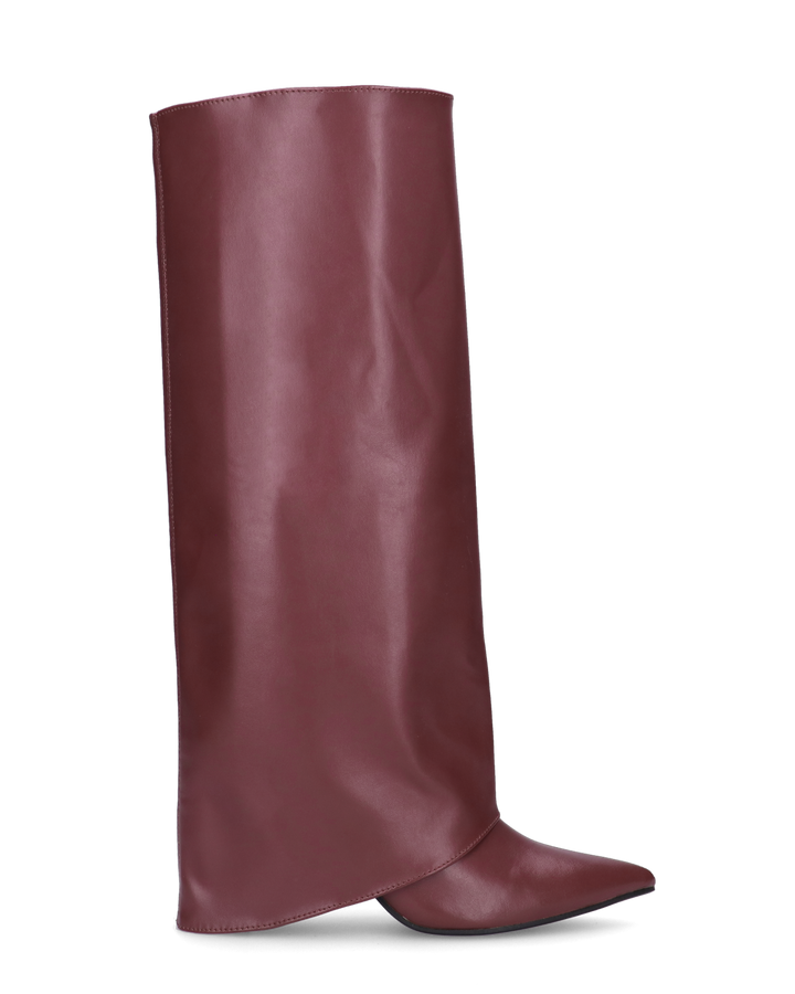 FEDRIKA -  Stivale 2 in 1 in ecopelle bordeaux: da stivale alto a stivaletto con un semplice gesto