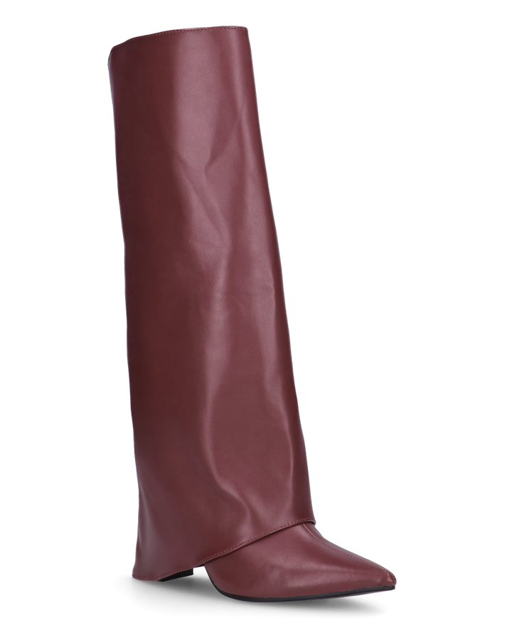 FEDRIKA -  Stivale 2 in 1 in ecopelle bordeaux: da stivale alto a stivaletto con un semplice gesto