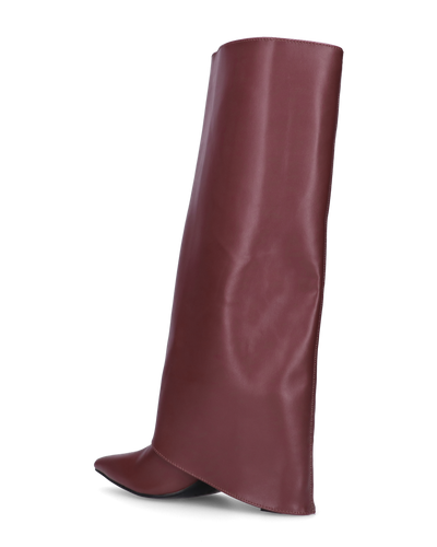 FEDRIKA -  Stivale 2 in 1 in ecopelle bordeaux: da stivale alto a stivaletto con un semplice gesto
