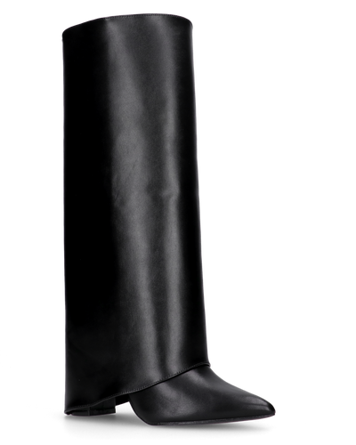 FEDRIKA -  Stivale 2 in 1 in ecopelle nera: da stivale alto a stivaletto con un semplice gesto