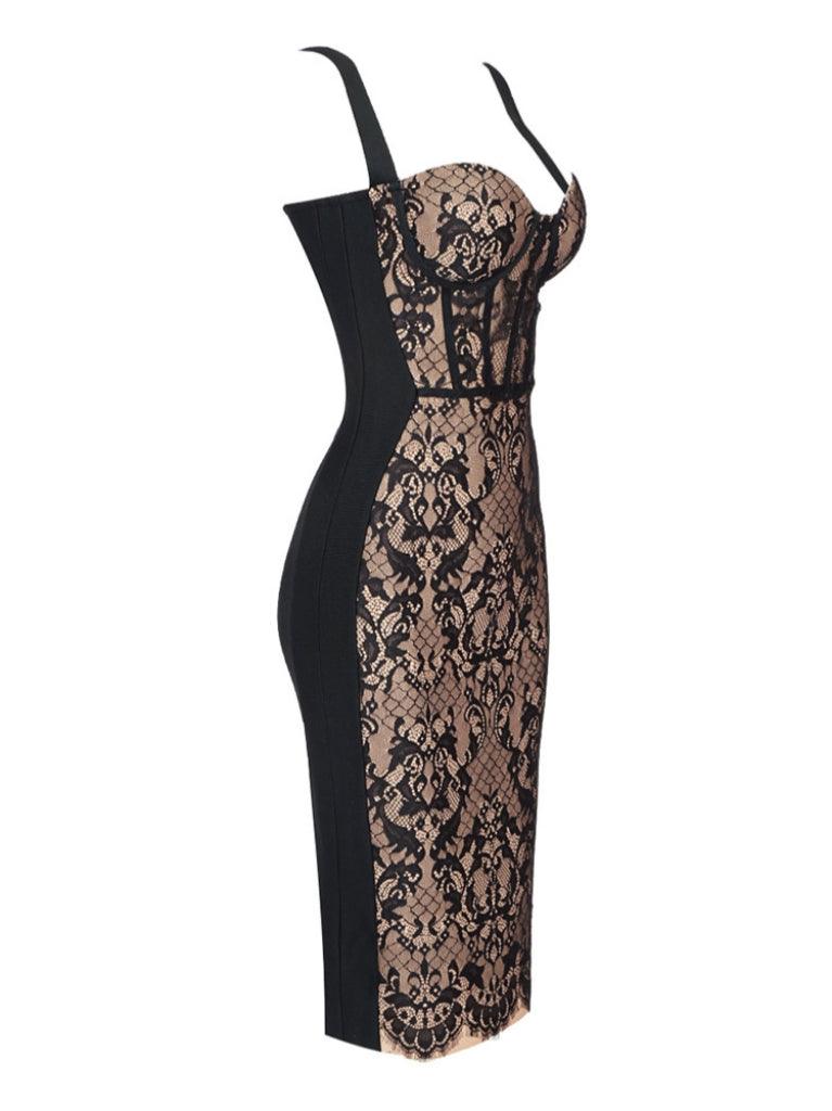 Mellissa Patchwork Lace Bandage Dress - Celestial Couture