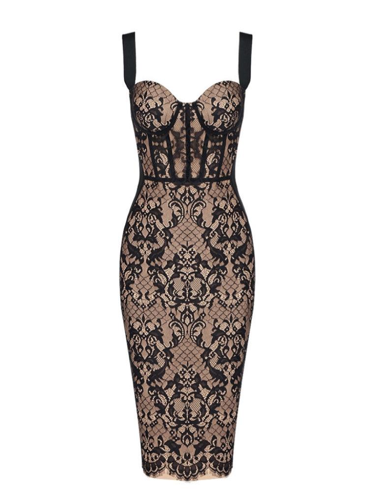 Mellissa Patchwork Lace Bandage Dress - Celestial Couture