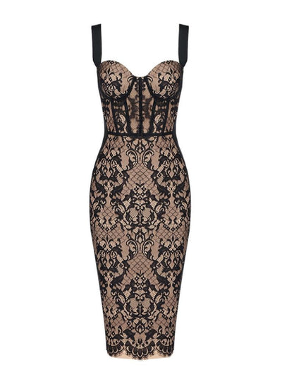 Mellissa Patchwork Lace Bandage Dress - Celestial Couture