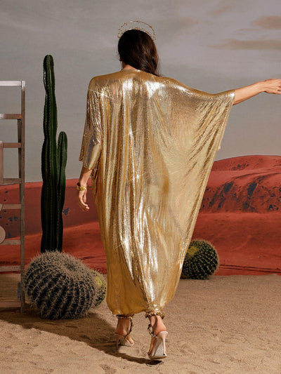 Stylish Fraser V Neck Chainmail Kaftan for a Glamorous Look - Celestial Couture