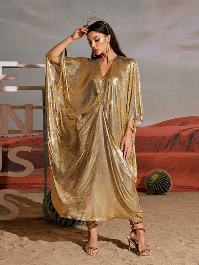 Stylish Fraser V Neck Chainmail Kaftan for a Glamorous Look - Celestial Couture