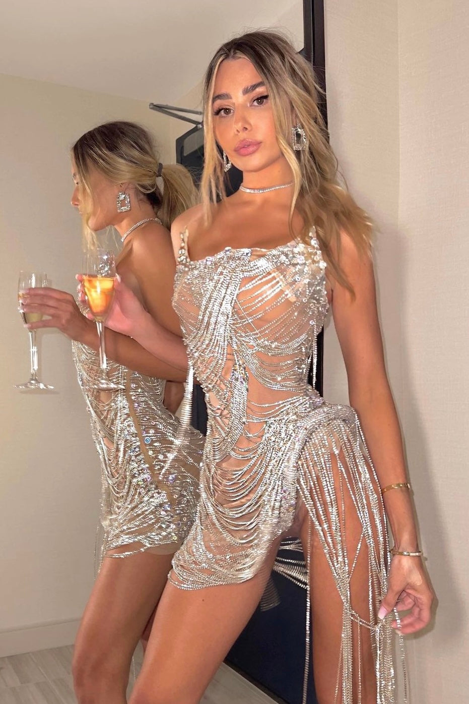 Onyx Strapless Crystal Fringe Mini Dress As Seen On Carolina Delgado