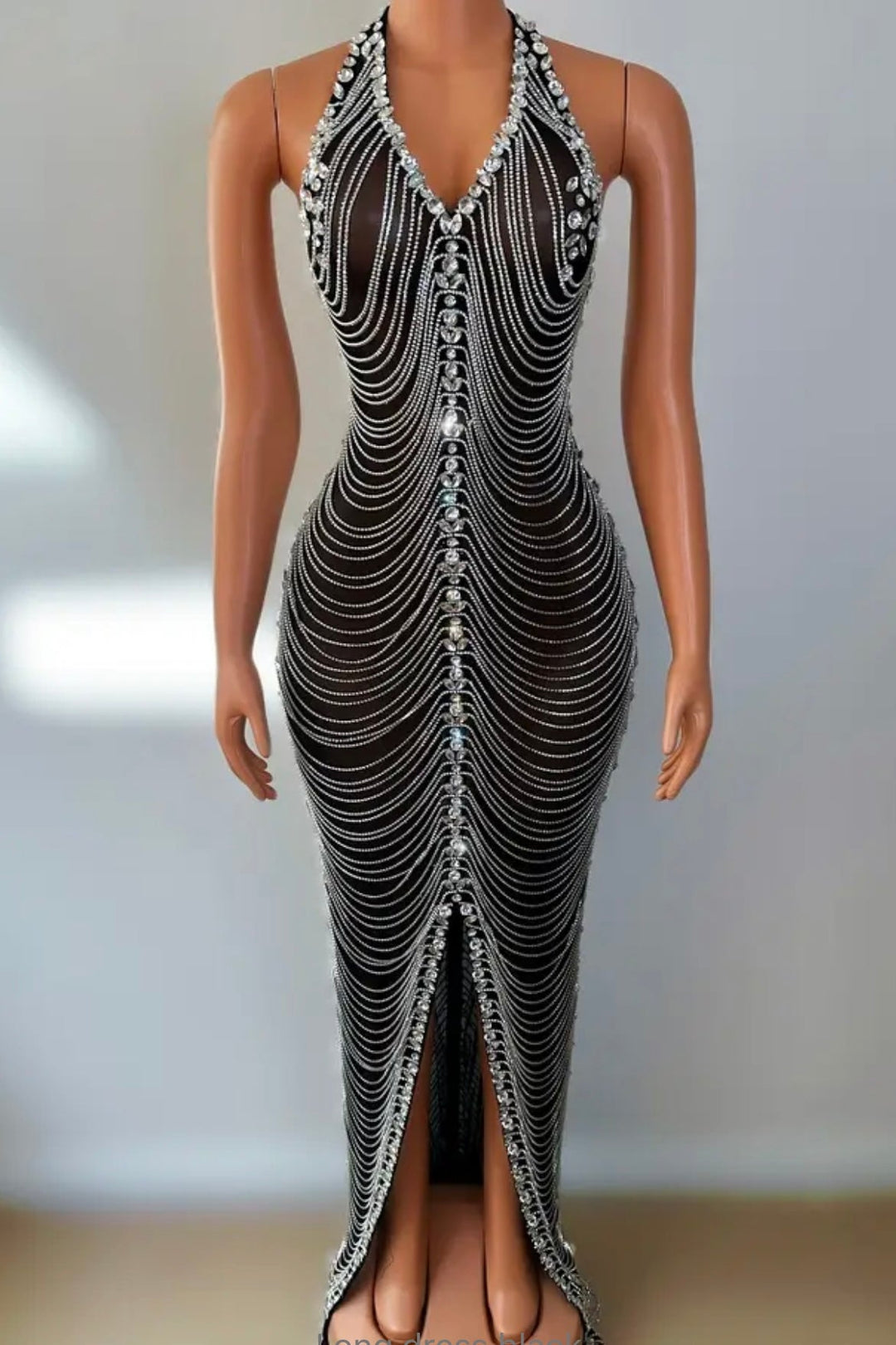 Maribel Crystal Fringe Gown