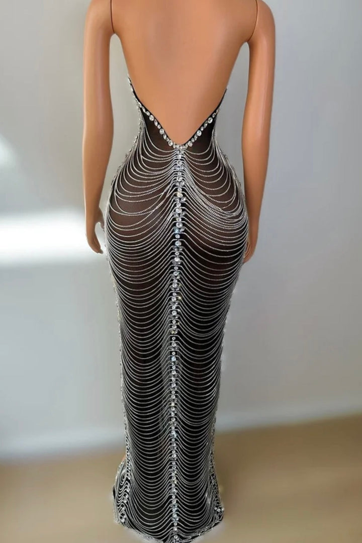 Maribel Crystal Fringe Gown