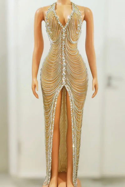 Maribel Crystal Fringe Gown