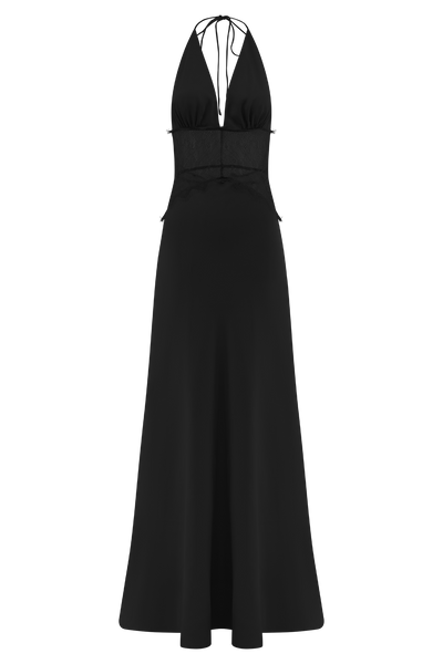 Dinah Lace And Satin Maxi Dress - Black