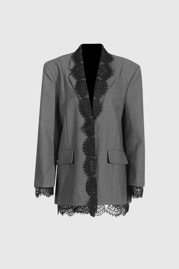 Gargi Lace V Neck Blazer - Celestia Couture
