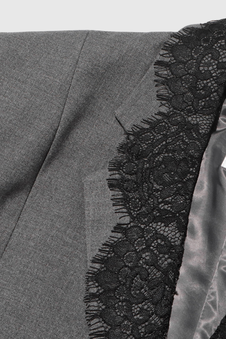 Gargi Lace V Neck Blazer - Celestia Couture