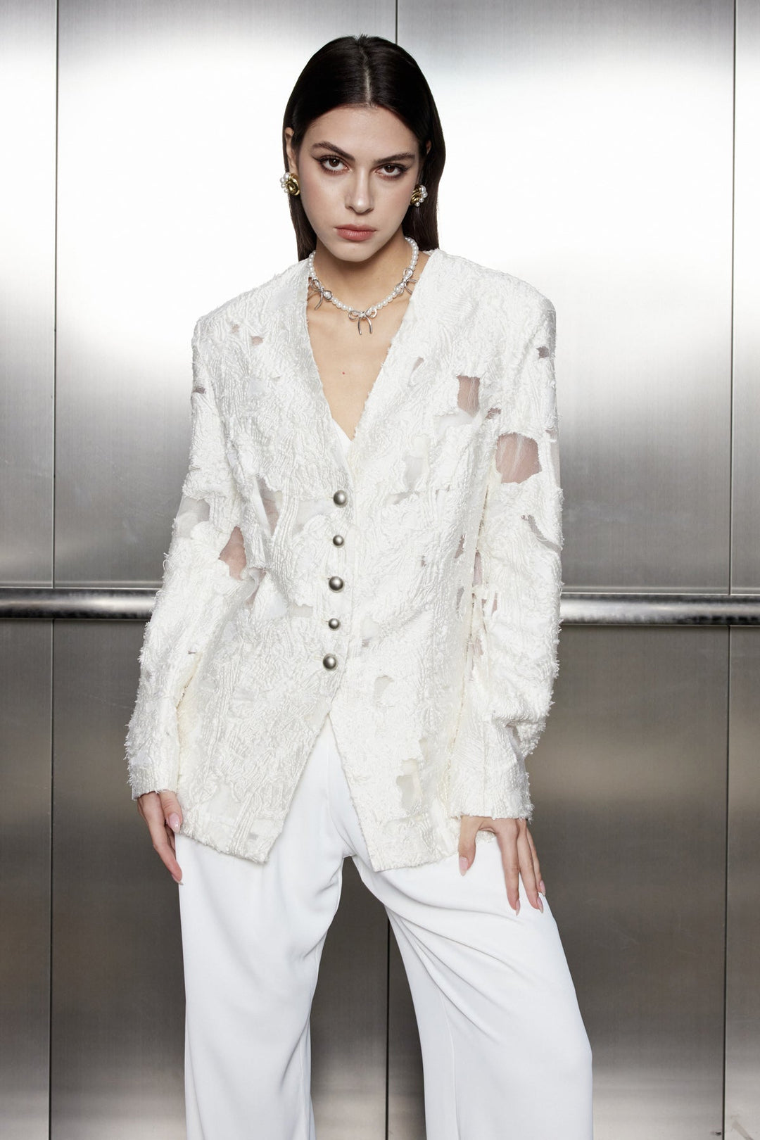 Gitanjali Lace Fringe Blazer - Celestia Couture
