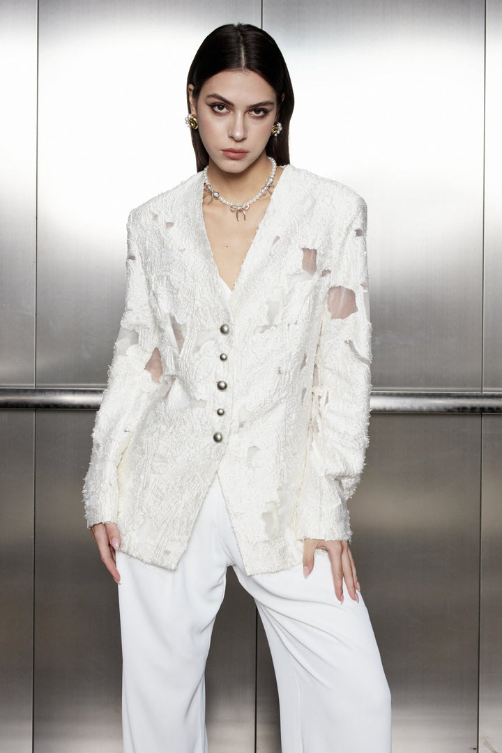 Gitanjali Lace Fringe Blazer - Celestia Couture