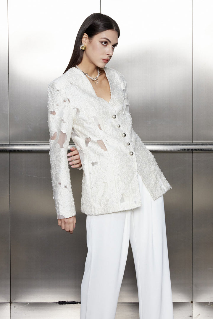 Gitanjali Lace Fringe Blazer - Celestia Couture