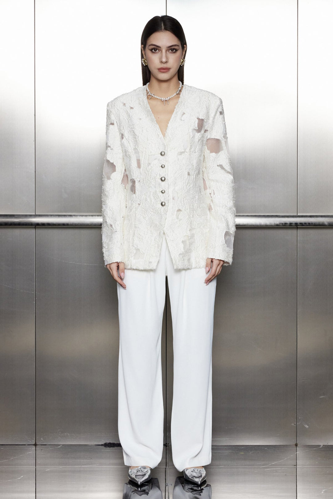Gitanjali Lace Fringe Blazer - Celestia Couture