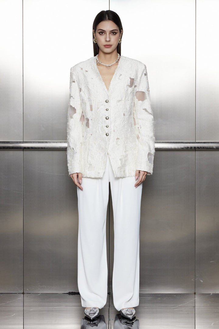 Gitanjali Lace Fringe Blazer - Celestia Couture