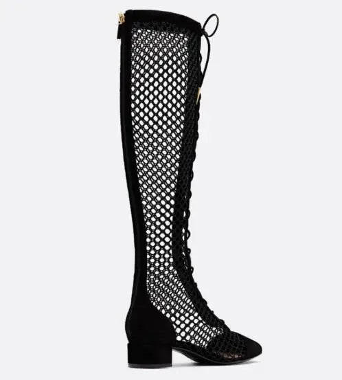 LAVINIA Mesh Knee High Casual Boots