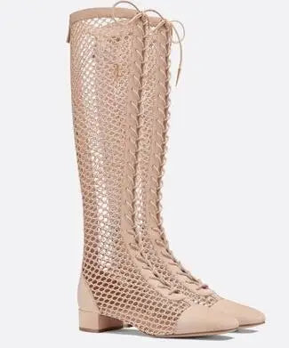 LAVINIA Mesh Knee High Casual Boots