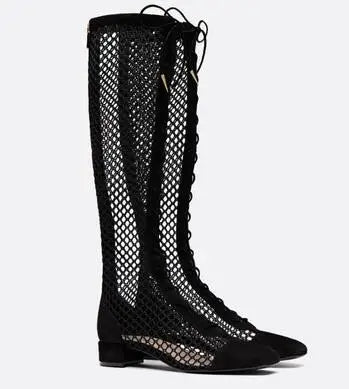 LAVINIA Mesh Knee High Casual Boots