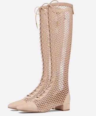LAVINIA Mesh Knee High Casual Boots