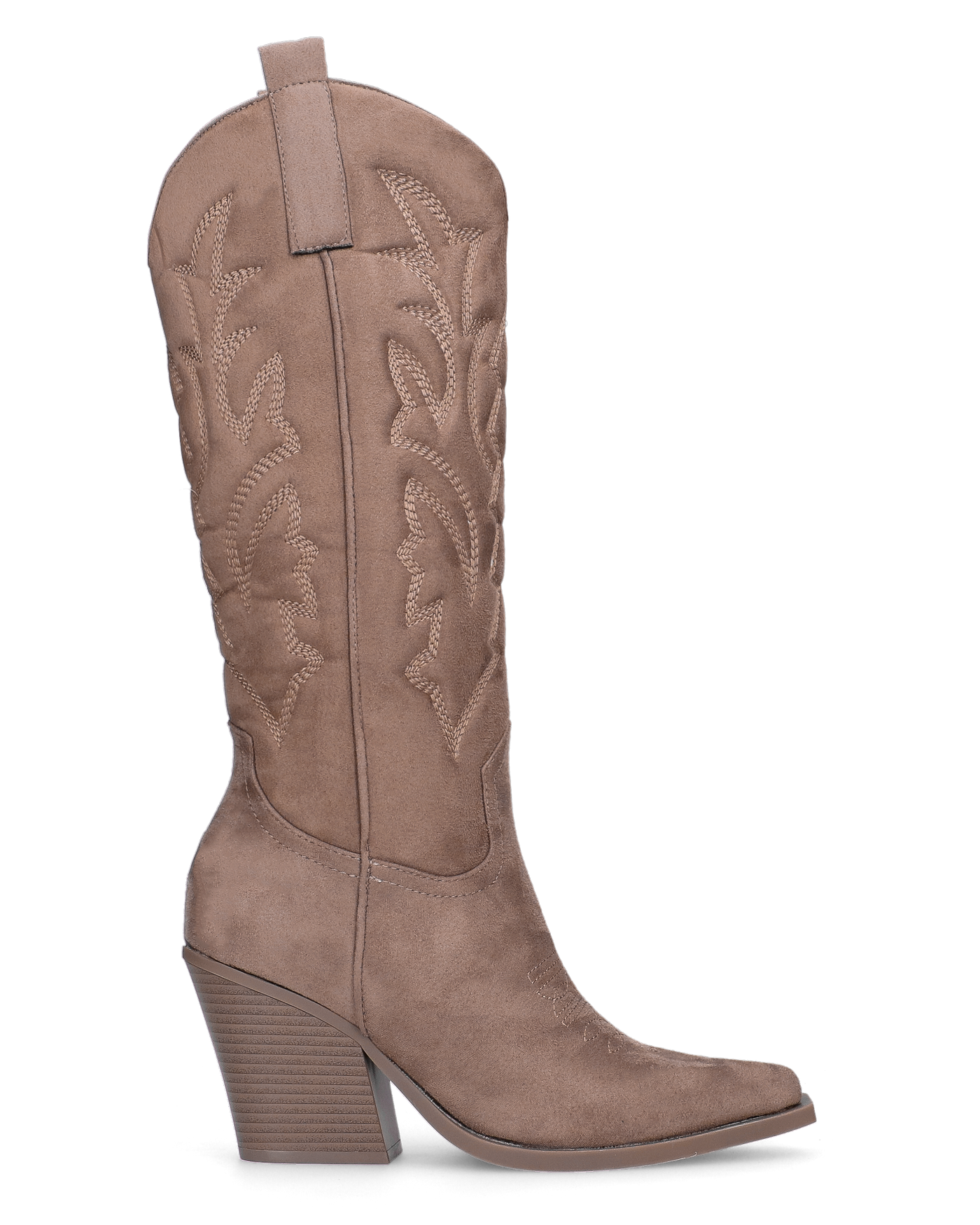 HALA - stivale camperos texano con tacco in camoscio beige scuro