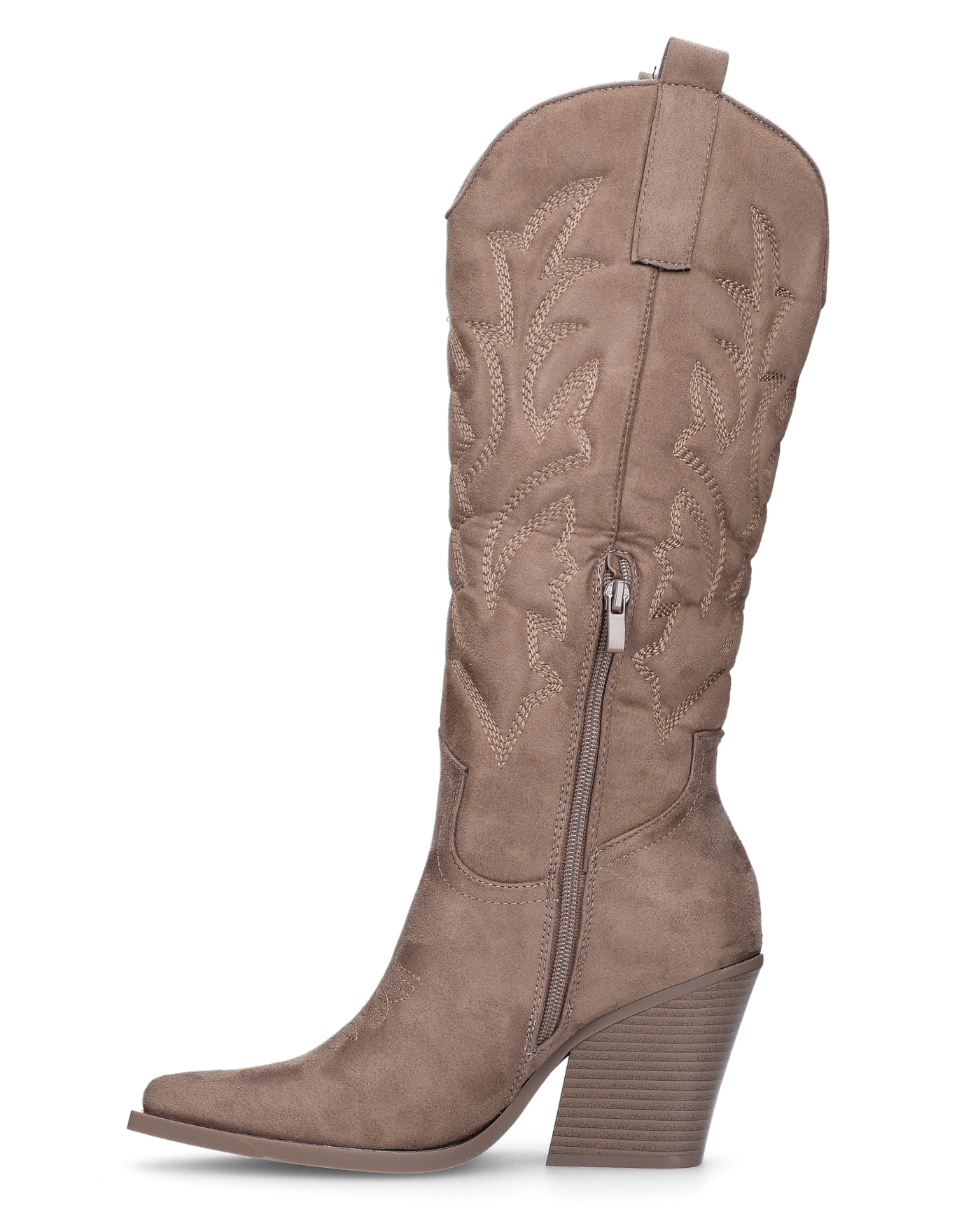 HALA - stivale camperos texano con tacco in camoscio beige scuro