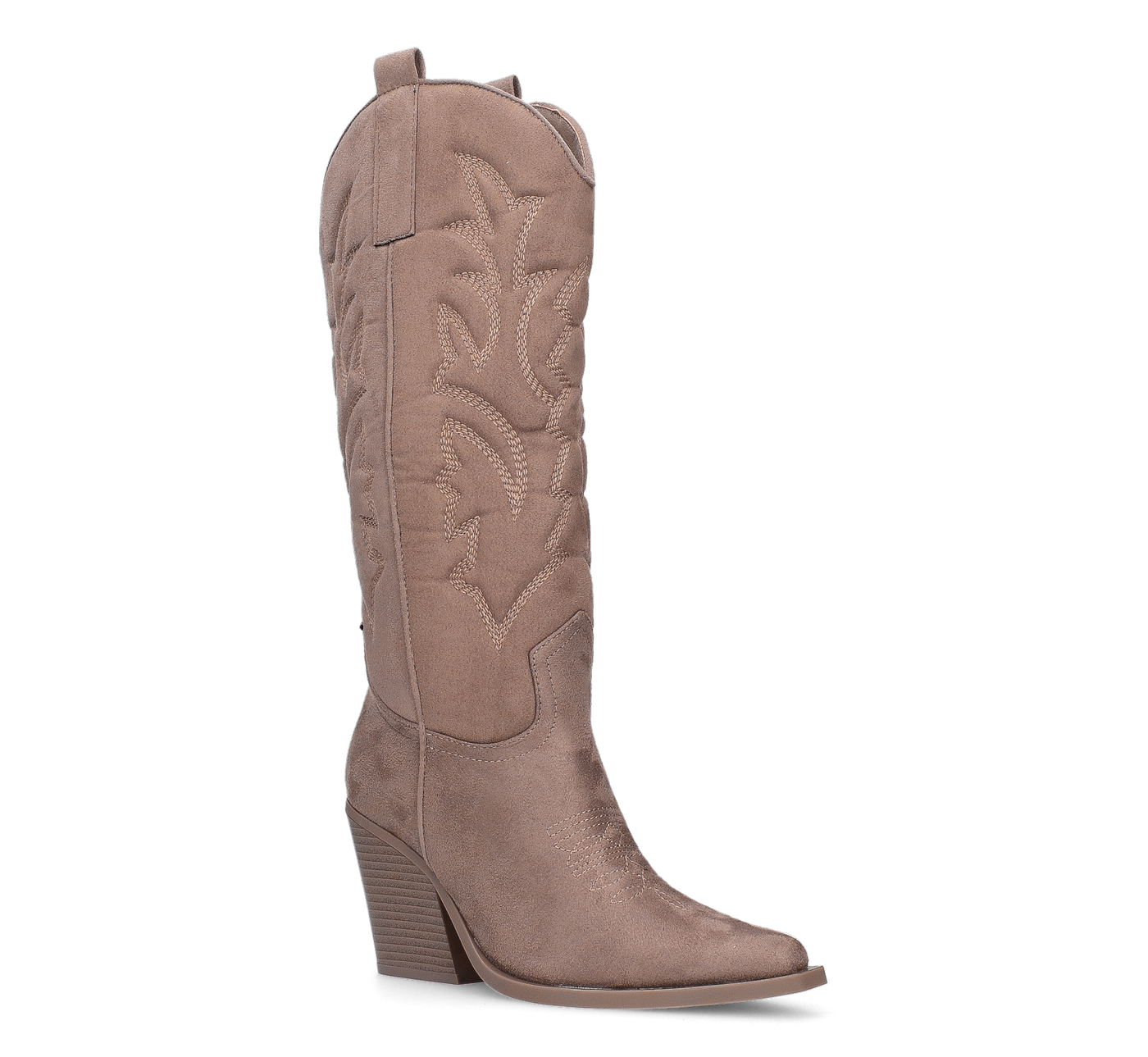 HALA - stivale camperos texano con tacco in camoscio beige scuro