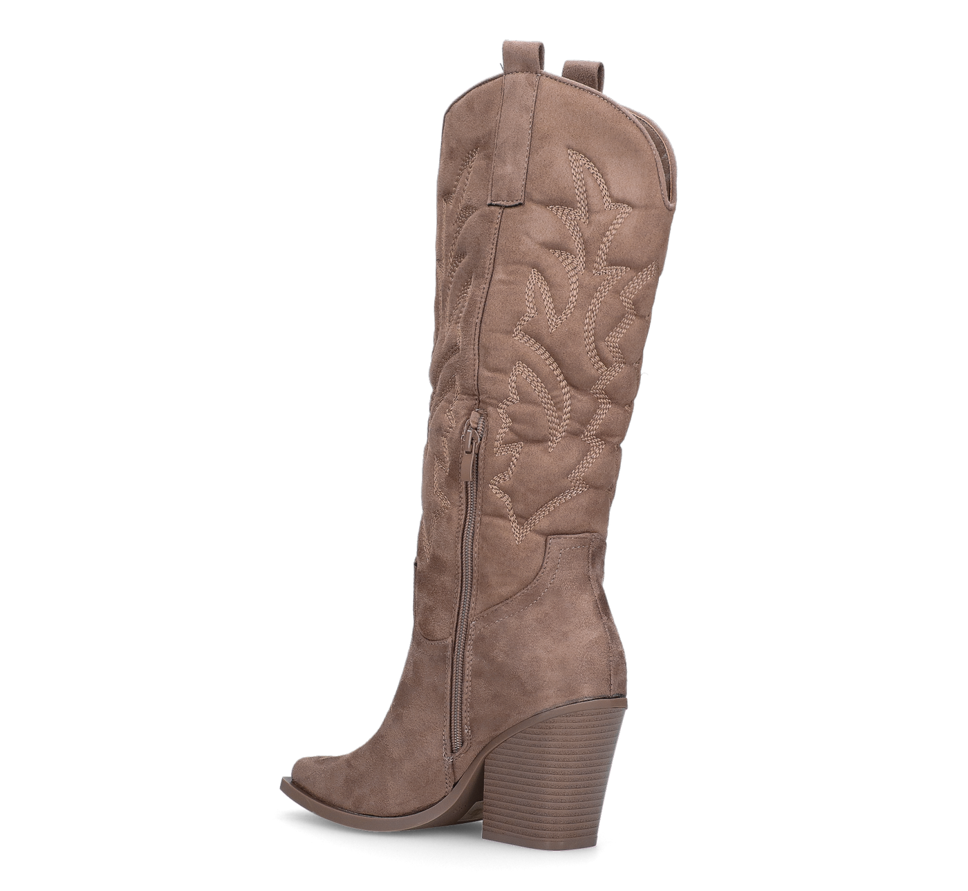 HALA - stivale camperos texano con tacco in camoscio beige scuro