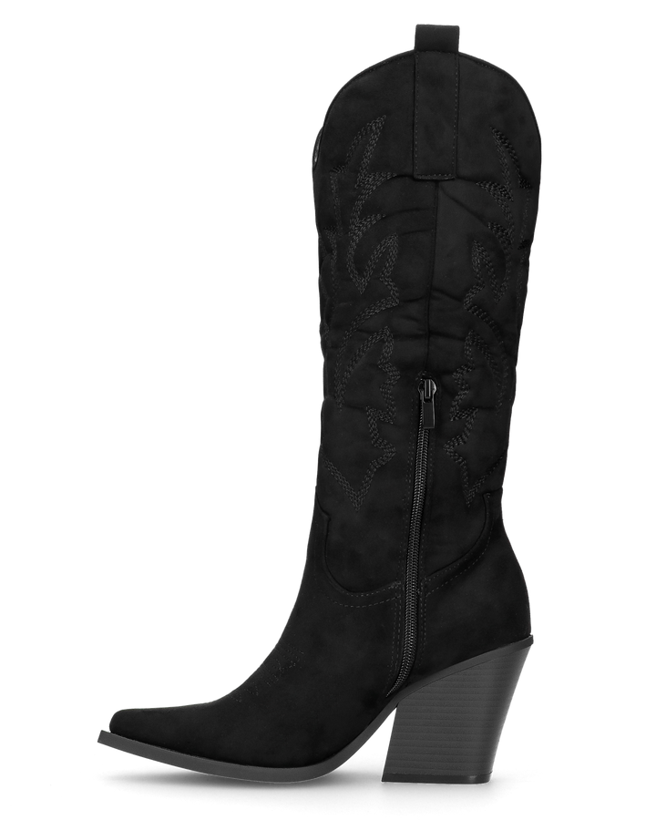 HALA - stivale camperos texano con tacco in camoscio nero