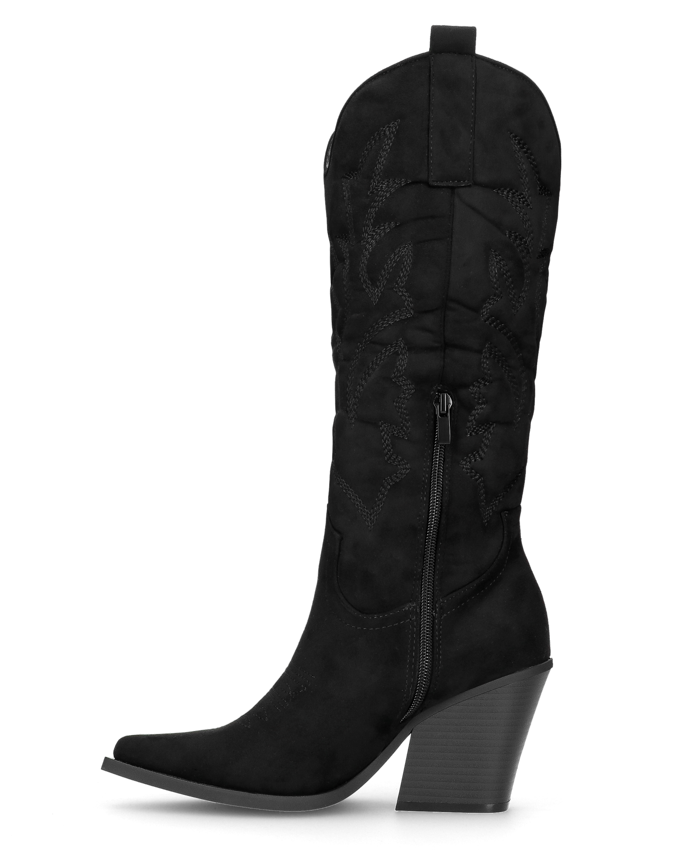 HALA - stivale camperos texano con tacco in camoscio nero