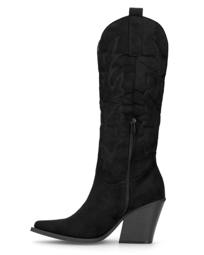 HALA - stivale camperos texano con tacco in camoscio nero